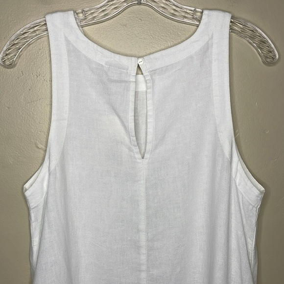 A NEW DAY Shift Dress White Linen Blend Coastal Grandma Casual Swimsuit Coverup - Picture 6 of 12